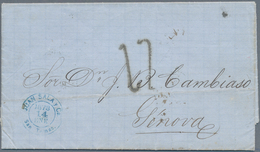 Dänisch-Westindien: 1873, Complete Folded Letter From ST. THOMAS To GENOVA/Italy Without Stamps, Via - Deens West-Indië