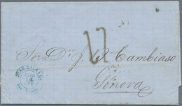 Dänisch-Westindien: 1873, Complete Folded Letter From ST. THOMAS To GENOVA/Italy Without Stamps, Via - Danemark (Antilles)