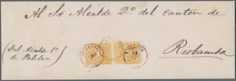 Ecuador: 1865, 1 Real, Imperforated Pair On Letter Within RIOBAMBA. Very Fine Apperance With Some Tr - Ecuador