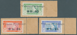 Elfenbeinküste: 1916, Postage Stamps 5 C., 10 C. And 25 C. With Overprint "Valeur D'échange" And Val - Ivoorkust (1960-...)