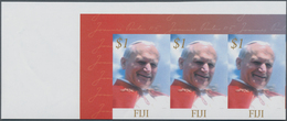 Fiji-Inseln: 2005, Death Of Pope John Paul II. $1 In A Horizontal IMPERFORATE Strip Of Three From Up - Fidschi-Inseln (...-1970)