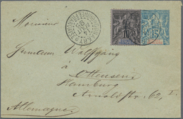 Französisch-Guinea: 1892 Uprated Postal Stationery Envelope 1895 Sent From Conakry To Hamburg German - Autres & Non Classés