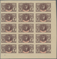 Französisch-Guinea: 1906/1907, Definitives, 2c. Lilac-brown/red, Imperforate Essay, Marginal Block O - Autres & Non Classés