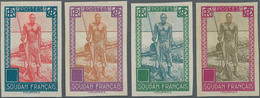 Französisch-Sudan: 1931/1939, Definitives "Life In Sudan", Design "Niger Skipper", Four Imperforate - Lettres & Documents