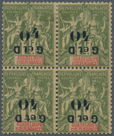 Guadeloupe: 1903. Inverted "G Et D / 40" Overprints On 1fr In A Block Of 4. Two Stamps Mint, Two Sta - Lettres & Documents