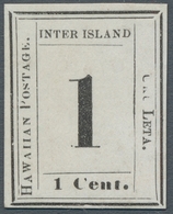 Hawaii: 1864, "1 C. On Striped Paper", In Fresh Color With All Sides Full Margins Without Gum, On Re - Hawai