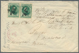 Hawaii: 1871, King Kamehameha 6 C. Green, Horizontal Pair Tied By Mute Cancel To Cover With Handwrit - Hawaï