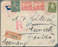 Hawaii: 1894, 10 C Green + 1899, 1 C Blue-green And Pair Of 2 C Red On Registered Envelope (right Lo - Hawaï