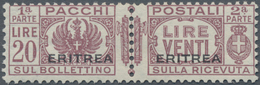 Italienisch-Eritrea - Paketmarken: 1936. Parcel Stamp 20 Lire Purple Overprint "ERITREA". Mint, NH. - Erythrée