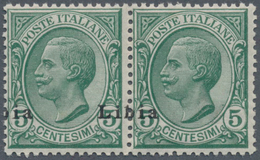 Italienisch-Libyen: 1912, 5 C Green With Horizontal Pair With Overprint "Libia" Above Both Stamps, M - Libyen