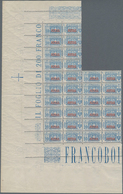 Italienisch-Somaliland: 1926/1931, 10 Cent. Blau In Vertical Block Of 16, Mint Never Hinged, 1x Fold - Somalia