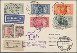 Italienisch-Tripolitanien: 1932 Registered Cover From Tripoli To Recife Via Friedrichshafen, 5th Zep - Tripolitaine