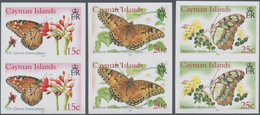 Kaiman-Inseln / Cayman Islands: 2005, Butterflies Complete Set Of Six In Vertical IMPERFORATE Pairs, - Iles Caïmans