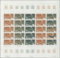 Komoren: 1972. Complete Issue "Underwater Spear-Fishing" (1 Value) In 2 Different Color Proof Sheets - Comores (1975-...)