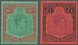 Leeward-Inseln: 1938/1949, KGVI Definitives Complete Set Of 19, Mint Hinged, SG. £ 200 - Leeward  Islands