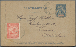 Madagaskar: 1897 Uprated With 10 Cent. Red Postal Stationery Lettercard Sent 1909 From Diego-Suarez - Other & Unclassified