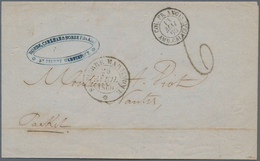 Martinique: 1860 Folded Cover From St. Pierre With Railway Mail TPO Calais Via Paris To Nantes, Hori - Autres & Non Classés