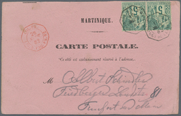 Martinique: 1882, Offical Postcard Form "Martinique - Carte Postale" Black On Rose, Franked With Pai - Otros & Sin Clasificación