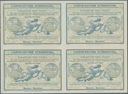 Mauritius: Design "Rome" 1906 International Reply Coupon As Block Of Four 18 C. Of A Rupee Mauritius - Maurice (...-1967)