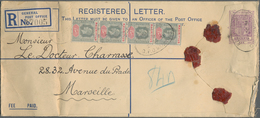 Mauritius: 1931, Registration Envelope 20 C. Uprated KGV 5 C. (strip-4) Tied Oval "REGISTERED G.P.O. - Mauricio (...-1967)