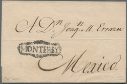 Mexiko: 1839, "MONTEREY" Ideal Buckle Cancel On Folded Letter To Mexico Without Text - México