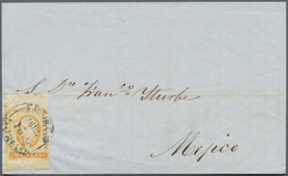 Mexiko: 1856, 1 R Yellow-orange Plate I With Overprint MORELIA Single Franking On Folded Letter To M - Mexique