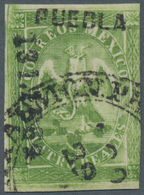 Mexiko: 1864, 4 Reales With No. 131-1864 In Large Digits, Overprint And Cancelled PUEBLA, Three Side - Messico