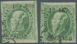 Mexiko: 1866/1867, 50 C Green Two Used Stamps With Full Margins And Overprint 139-866 And 13-867 MEX - Mexiko