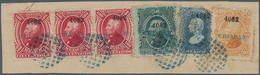 Mexiko: 1882, Four-colour Franking On Piece With 100 C Stripe Of Three, 10 C, 25 C And 50 C Single W - Mexique