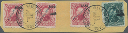 Mexiko: 1882, Three Stamps 100 C And One 50 C With Overprint 3682 Of GUANAJUATO And Cancellation VAL - Mexiko
