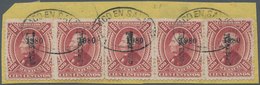 Mexiko: 1880, 100 C Violet Horizontel Stripe Of Three And Pair On Piece With Overprint 1980 QUERETAR - Messico