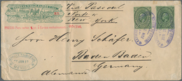 Mexiko - Ganzsachen: 1885 WELLS FARGO Postal Stationery Envelope 35c. On 25c. With Two Stamps 12c. U - Mexique