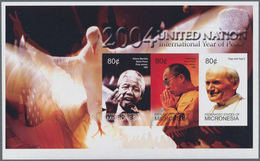 Mikronesien: 2004, International Year Of Peace Complete Set Of Three (Nelson Mandela, Dalai Lama And - Micronesië