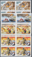 Nauru: 2002, International Firefighters Part Set Of Four 20c. To $1 In IMPERFORATE Blocks Of Four, M - Nauru