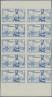 Neukaledonien: 1941, National Defense, 2.50fr.+1fr. Blue, Imperforate Marginal Bock Of Ten, Mint Nev - Briefe U. Dokumente