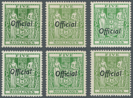 Neuseeland - Dienstmarken: 1938/1961 (ca.), Stamp Duty Coat Of Arms 5s. Green With Black Opt. 'Offic - Service