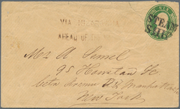 Nicaragua: 1854, US 6.c Green Postal Stationery Envelope Tied By Doubleline "STEAM / SHIP" And "VIA - Nicaragua