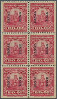 Panama-Kanalzone: 1921, 2 C. Carmine, Booklet Pane Of 6, Unused, Two Stamps With Thin Spot And Adhes - Panamá