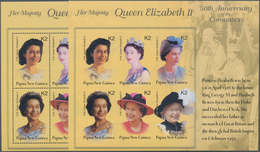 Papua Neuguinea: 2003, 50th Anniversary Of The Coronation Of QEII Perforate And IMPERFORATE Sheetlet - Papúa Nueva Guinea