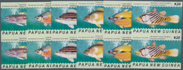 Papua Neuguinea: 2004, Freshwater Fishes Complete Set Of Six In Vertical IMPERFORATE Pairs, Mint Nev - Papua-Neuguinea