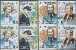 Pitcairn: 2002, PITCAIRN: Personalities Complete Set Of Four In Vertical IMPERFORATE Pairs, Mint Nev - Islas De Pitcairn