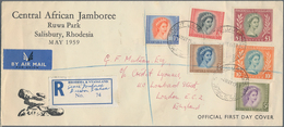 Rhodesien Und Nyassaland: 1954 Registered Cover Franked With Six Stamps Of Standard Issue Queen Eliz - Rhodésie & Nyasaland (1954-1963)