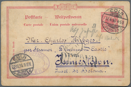 St. Helena: 1896, Incoming Mail From Germany: Stationery Card 10pfg. Red (slight Ageing Marks Mentio - Isola Di Sant'Elena