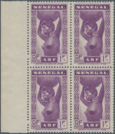 Senegal: 1938, Definitives "Senegalese Woman", Not Issued 1fr. Violet As Marginal Block Of Four, Unu - Sonstige & Ohne Zuordnung