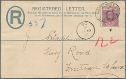 Sierra Leone: 1902 Postal Stationery Registered Envelope KEVII. 2d. Blue Used From Bo To Freetown In - Sierra Leone (1961-...)