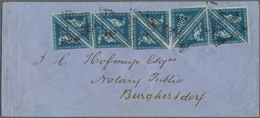 Kap Der Guten Hoffnung: 1855 4d. Deep Blue On White Paper, TEN Single Stamps Used On Cover To Burghe - Cap De Bonne Espérance (1853-1904)