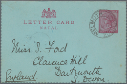Natal: 1901, Natal Lettercard QV 1d. Red On Blue Used "MELMOTH ZULULAND FE 28 01" To Dartmouth/Engla - Natal (1857-1909)