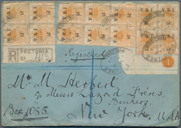 Oranjefreistaat: 1923, V.R.I. ½d. On ½d. Orange, 14 Stamps Within Multiples (marginal Block Of Four, - État Libre D'Orange (1868-1909)
