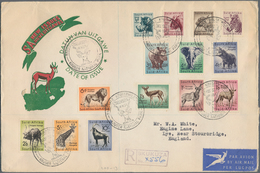 Südafrika: 1954, Animals ½ D To 10 Sh Complete Set Of 14 Values On FDC With Special Cancel Kruger Na - Altri & Non Classificati