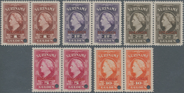 Surinam: 1945, Definitives Wilhelmina, 1gld.-10gld., Five Values With Specimen Overprint And Punchin - Suriname ... - 1975